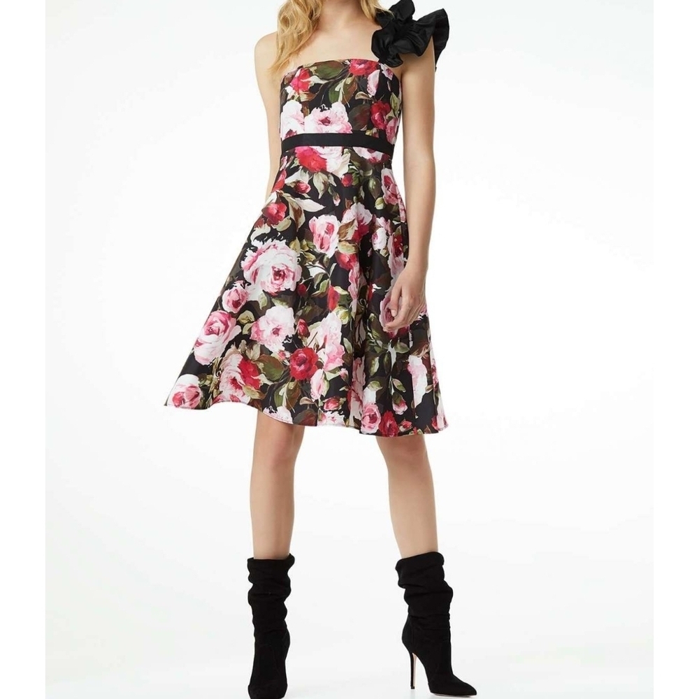 Liu Jo Black Floral One-Shoulder Dress